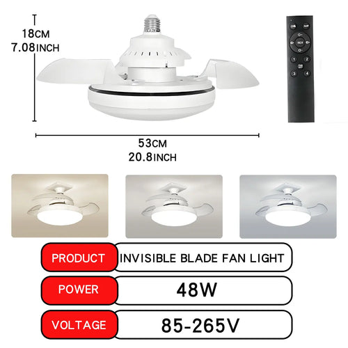 LED Ceiling Fan Light with Remote Control for Dimming - Ideal for Living Room, Study, and Household Use, Compatible with 110-265V