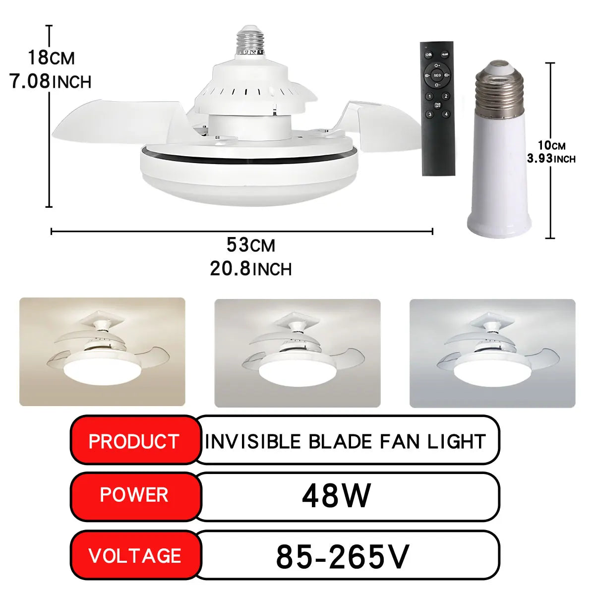 LED Ceiling Fan Light with Remote Control for Dimming - Ideal for Living Room, Study, and Household Use, Compatible with 110-265V