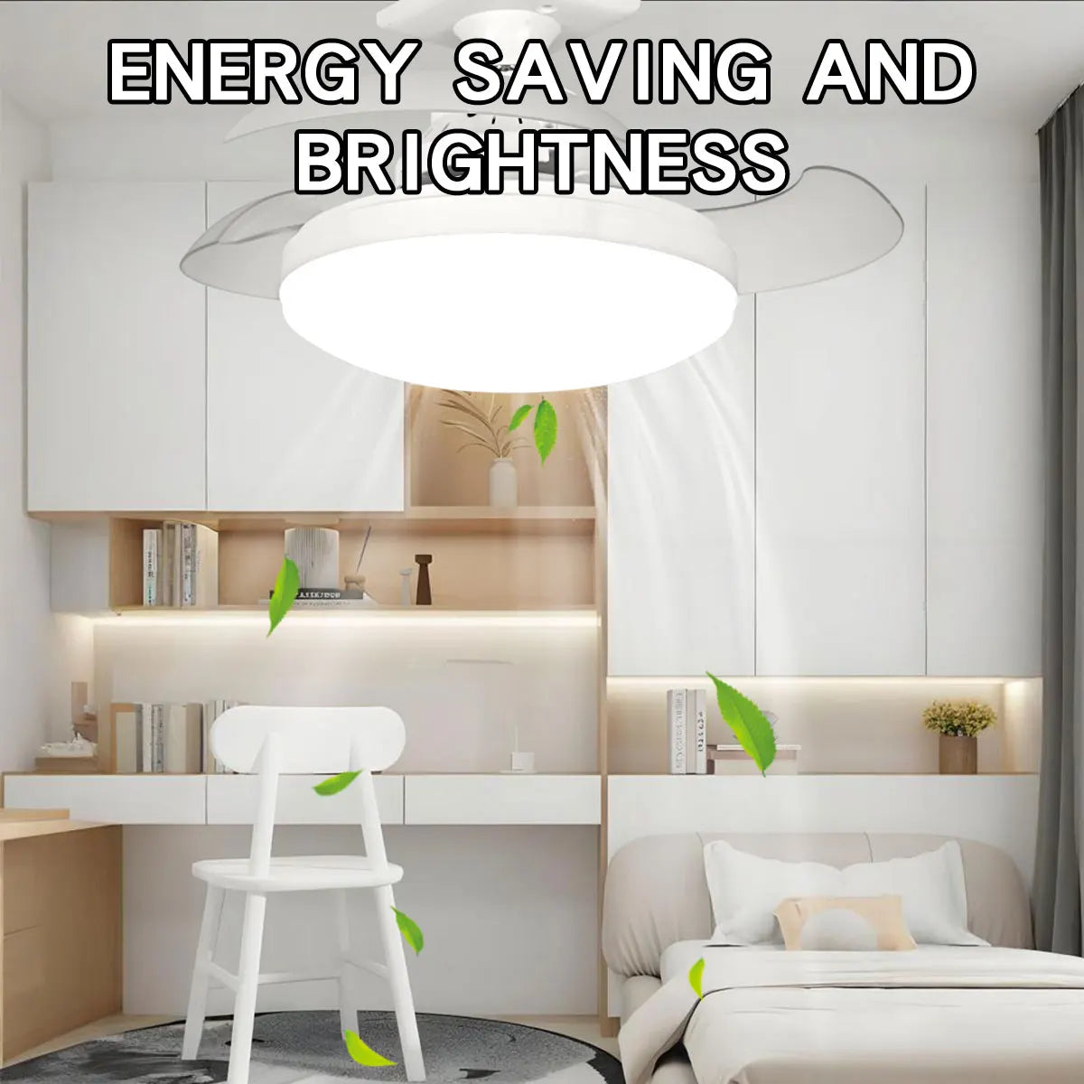 LED Ceiling Fan Light with Remote Control for Dimming - Ideal for Living Room, Study, and Household Use, Compatible with 110-265V